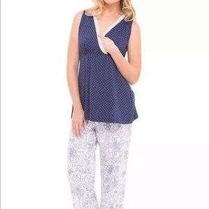 Olian Maternity Flower Dot Nursing Pajama Set